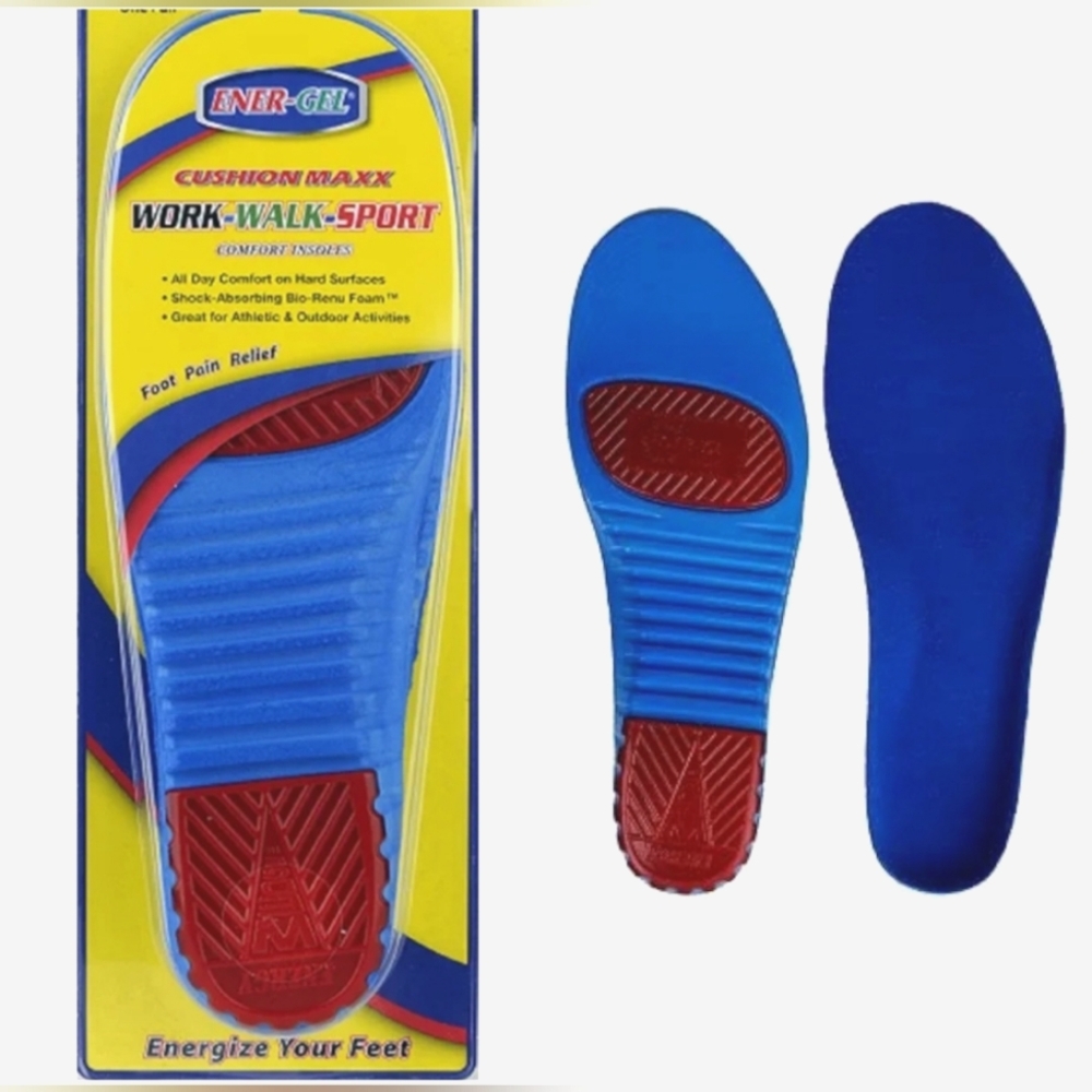 New Ener-Gel Cushion Maxx Insoles Mens 10-14 Womens 11+ Made in USA Foam Shoes